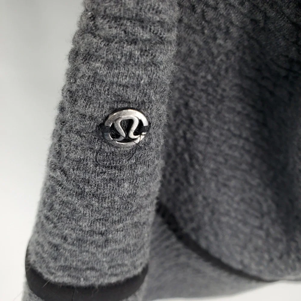Lululemon On Repeat Cowl Neck Sweater Dress Grey Textured Knit Mini Pockets 4